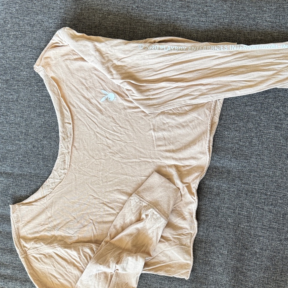 PacSun Beige Playboy Long Sleeve Top